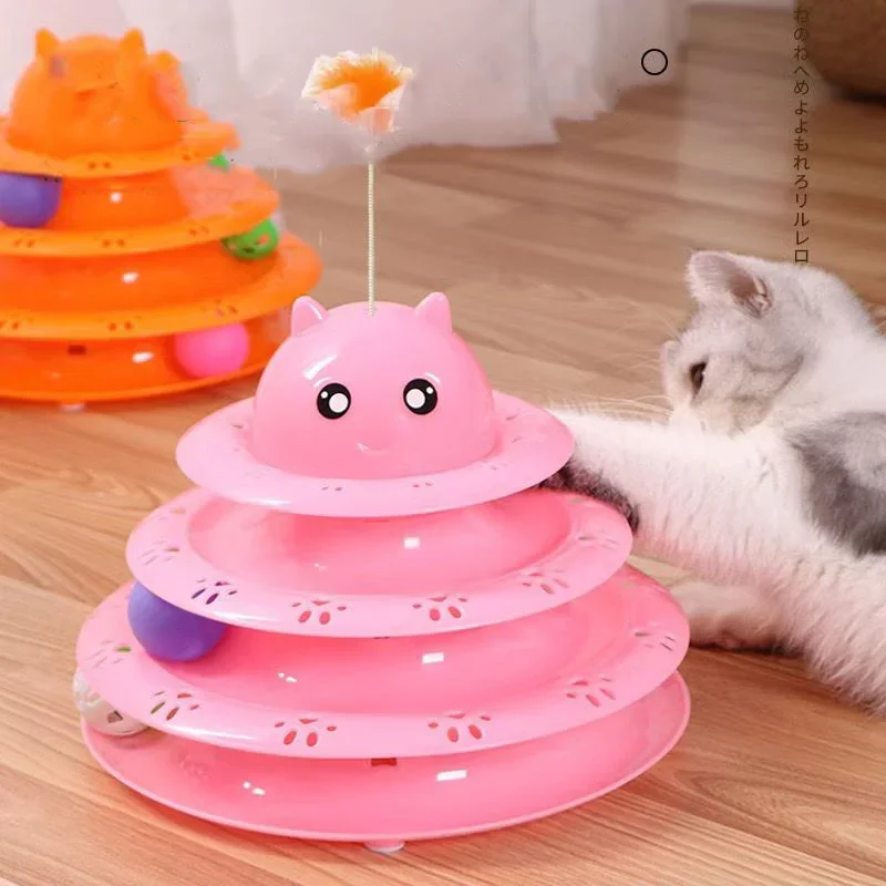 

Cats Toy Tower Tracks Cat Toys Interactive Cat Intelligence Training Amusement Plate Tower Pet Tunnel