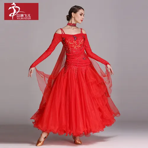 Imagen 2 del producto 1 unids/lote de vestido de baile de salón de lujo para mujer, vestido de baile de vals de mariposa con diamantes de imitación