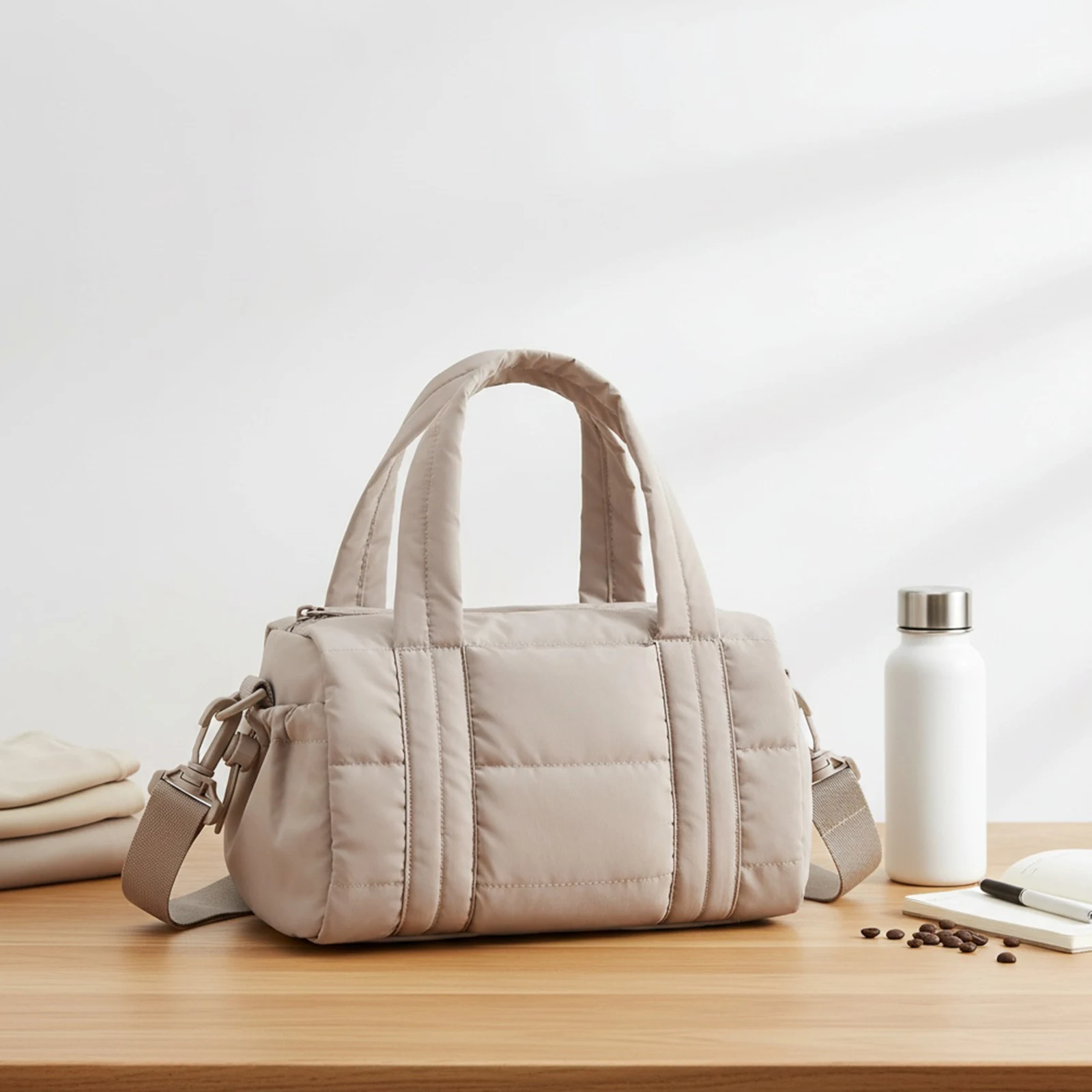 

Women Nylon Quilted Duffle Bag Lightweight Tote Bags for Workout Yoga Daily Commute