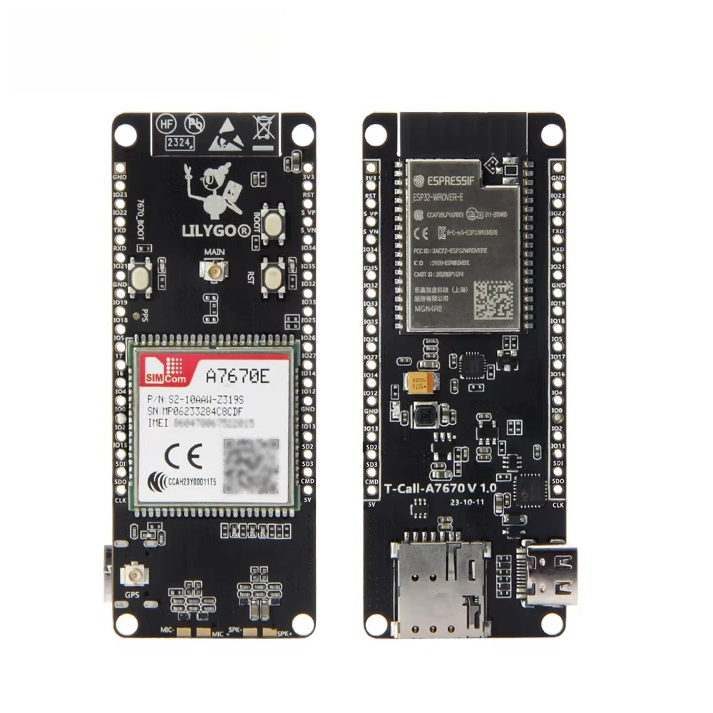 T-Call A7670 4G 2G ESP32 Development Board A7670E LTE GSM Cellular Network ESP32-WROVER-E WiFi Bluetooth Wireless Module