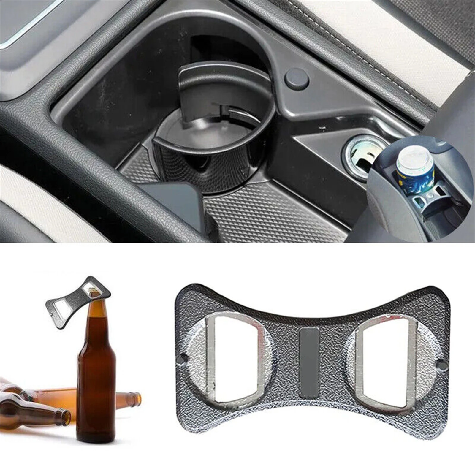 Stainless Steel Beer Bottle Opener With Drink Cup Holder Divider For VW GOLF JEETA MK5 MK6 GTI R3 Bottle Opener Car Accessories