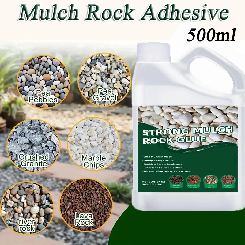 1pc 500ml/16.9oz Mulch Rock Adhesive Pea Gravel Sticky Rock Glue Fast Drying Spray Outdoor Yard Patio Stones Landscape Adhesive