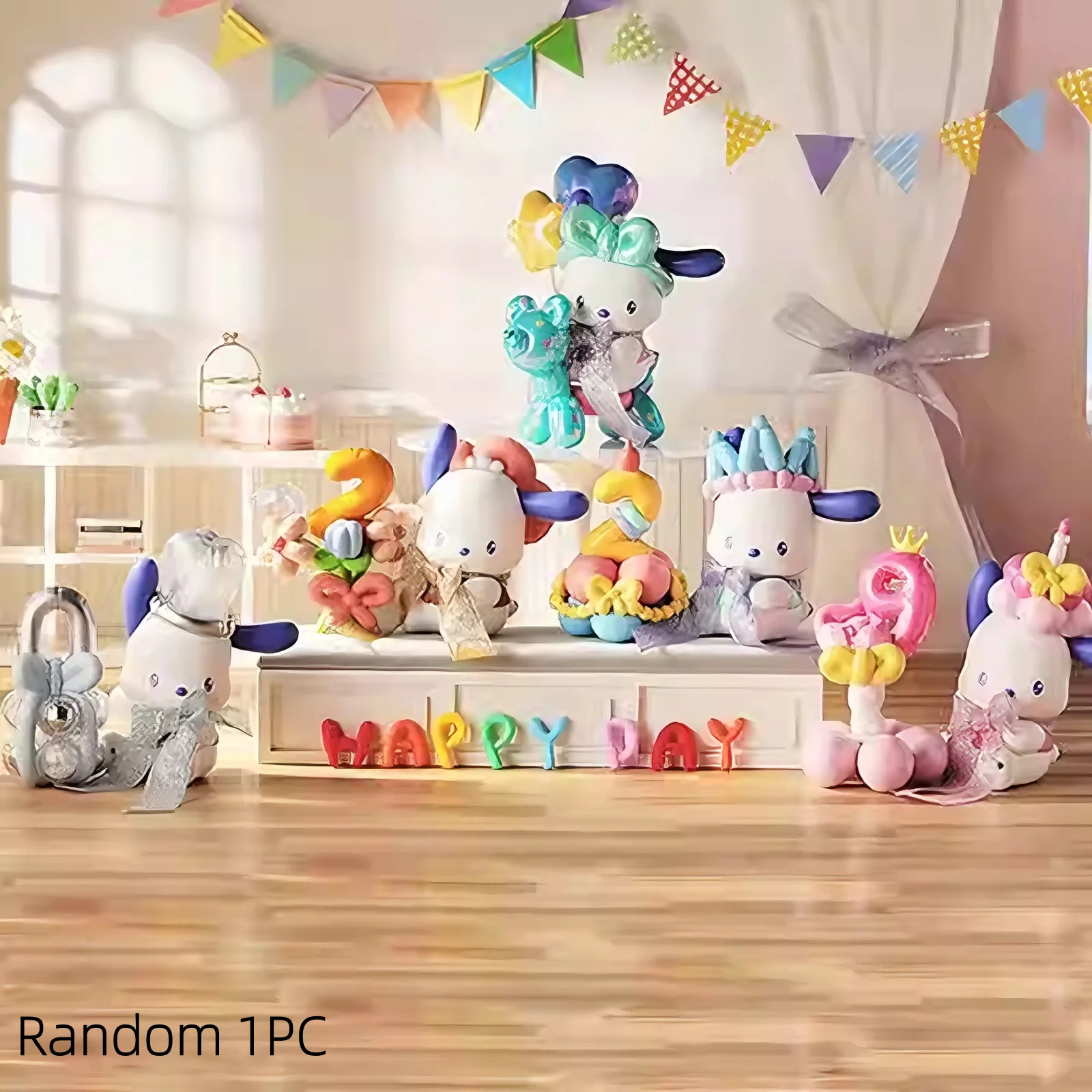 

Miniso Pochacco Balloon Carnival Party Blind Box - Random 1PC Kawaii Collectible Figurine Cute Desktop Decoration for Kids Adult