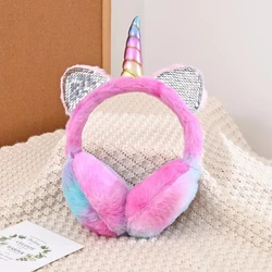 Süße Einhorn Ohren schützer Kinder Kinder Katzen ohren schöne Ohren schützer Abdeckung wärmer Plüsch Stirnband Pelz Kopfhörer Winter flauschige Ohren klappe