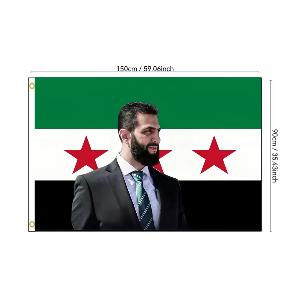Syrian Flag Syria National Flag 3x5 FT 2x3 FT Polyester Banner with 3 Stars Free Syria Arab Republic Flag for Outdoor Hanging