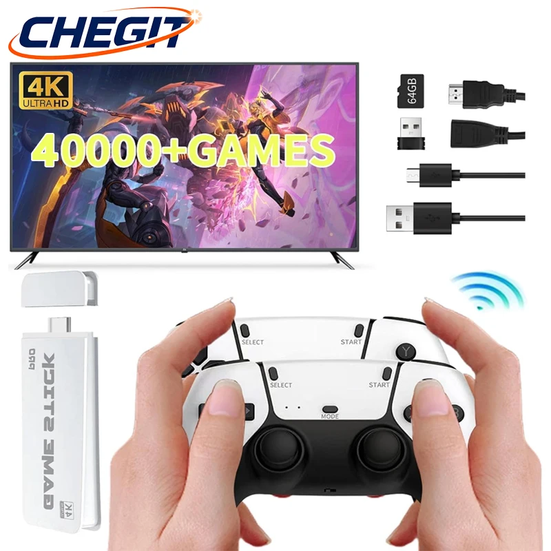 M15 3/40000 videogioco 4k pro game stick 64g console 2.4g doppio controller wireless gioco retrò TV stick giochi classici retrò