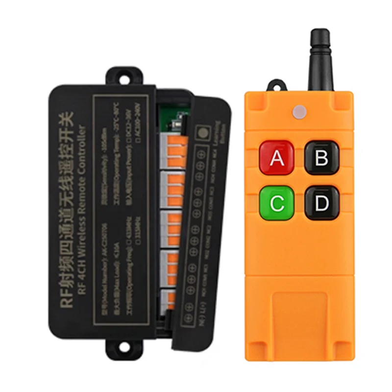 433MHz Universal Wireless Remote Control AC 110V 220V 4CH Relay Radio controller Receiver Module RF Switch & Gate Garage opener