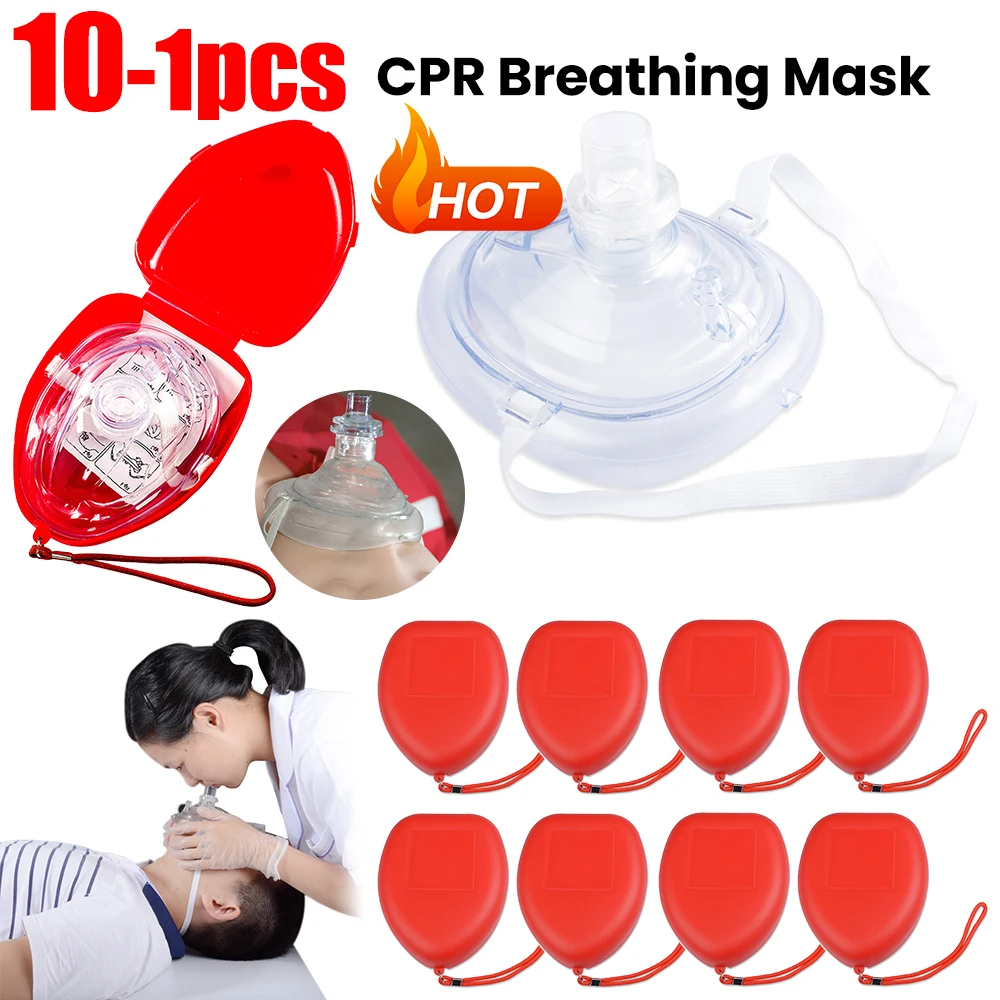 10-1Pcs Artificial Respiration Breathing Mask Outdoor Survival Kit First Aid Rescue CPR One-Way Valve Mask Hiking Camping Tools