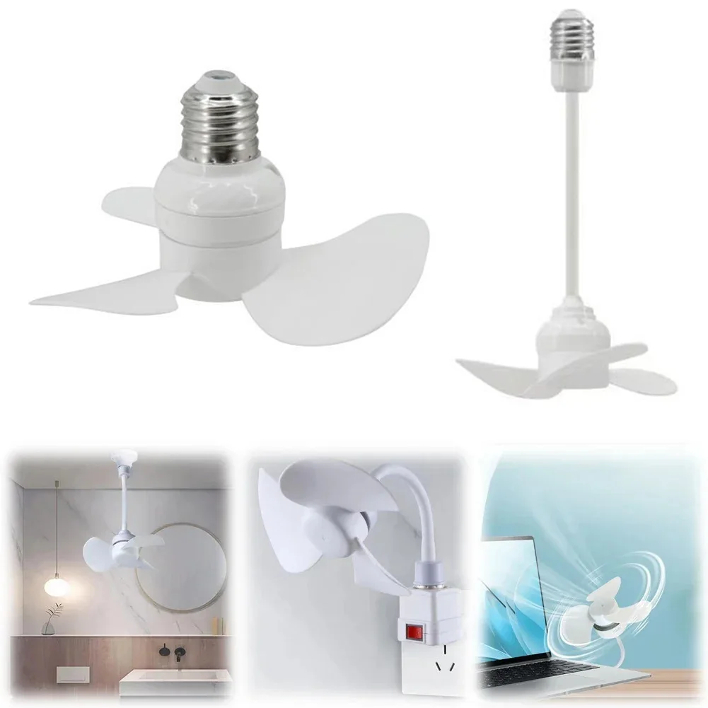 1pc Indoor Ceiling Fan E27 Screw Mouth Household Electric Fan Brushless Motor 14CM Bedroom Silent Fan LED Home Energy-saving Fan