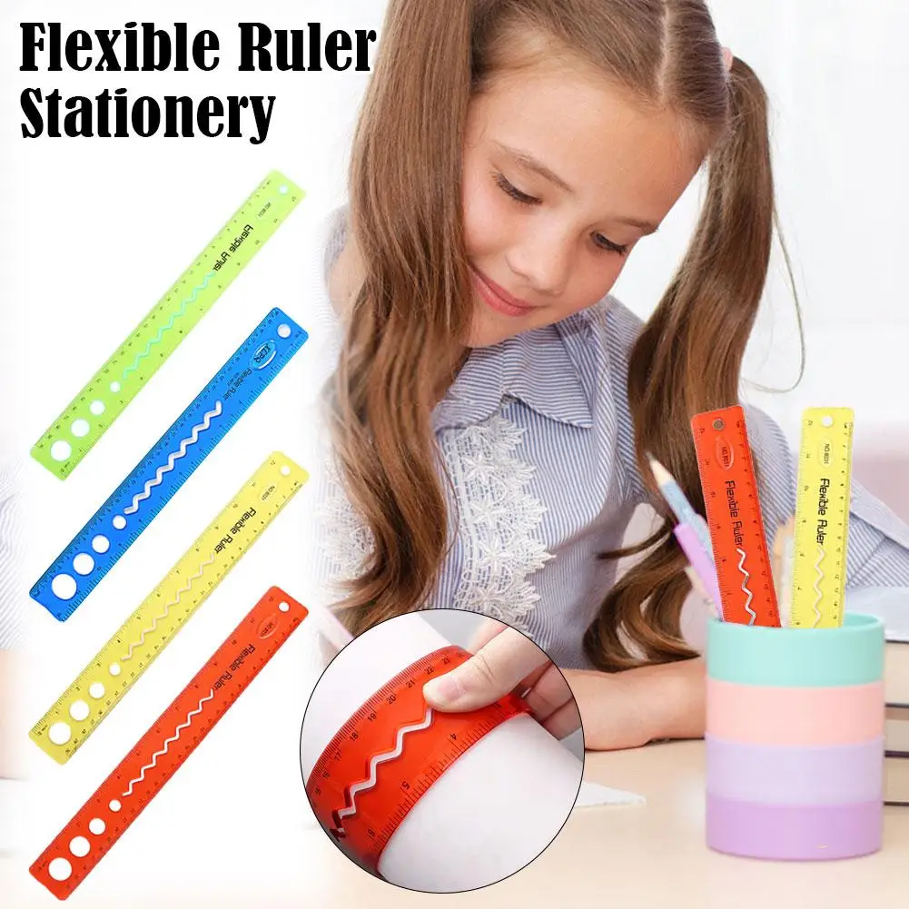 4Pcs/Set 30cm Soft Ruler Flexible Ruler Creative Stationery Rule School Supply Student Stationery Ruler Folding Ruler Supplies