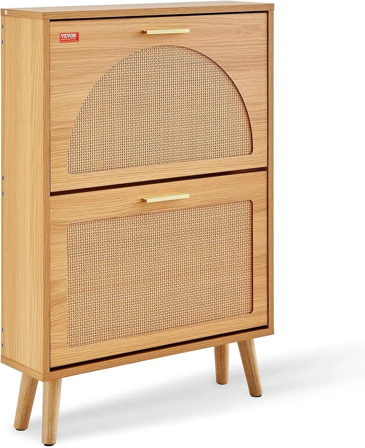 

Shoe Cabinet with 2 Flip Drawers, Shoe Storage for Entryway, Free Standing Organizer with Rattan Doors for Heels Boots Slippers