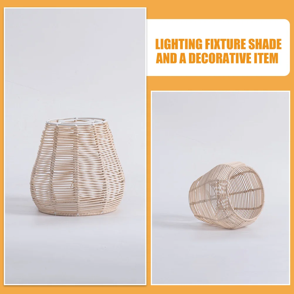 

Rattan Lampshade Woven Pendant Light Shade Hanging Decorative Ceiling Cover For Tea Room Restaurant Bar Iron Design Unique