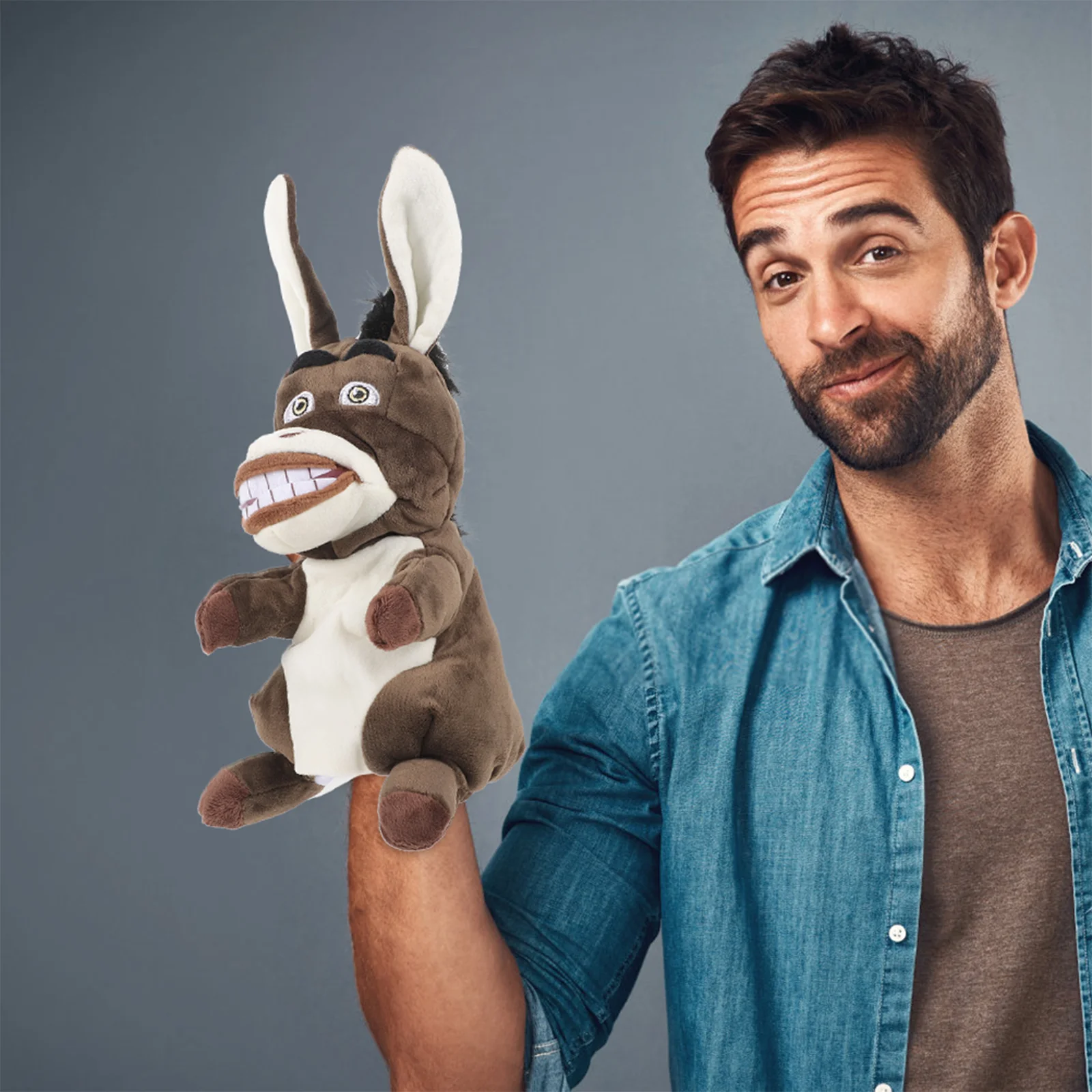 Donkey Puppet Puppets สําหรับผู้ใหญ่สัตว์ของเล่นตุ๊กตากระต่ายน่ารัก Interactive