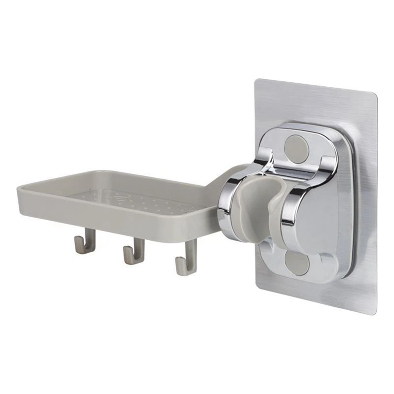 Absシャワーホルダードリルなし調節可能なシャワーブラケット (石鹸棚付きシャワーホルダー)