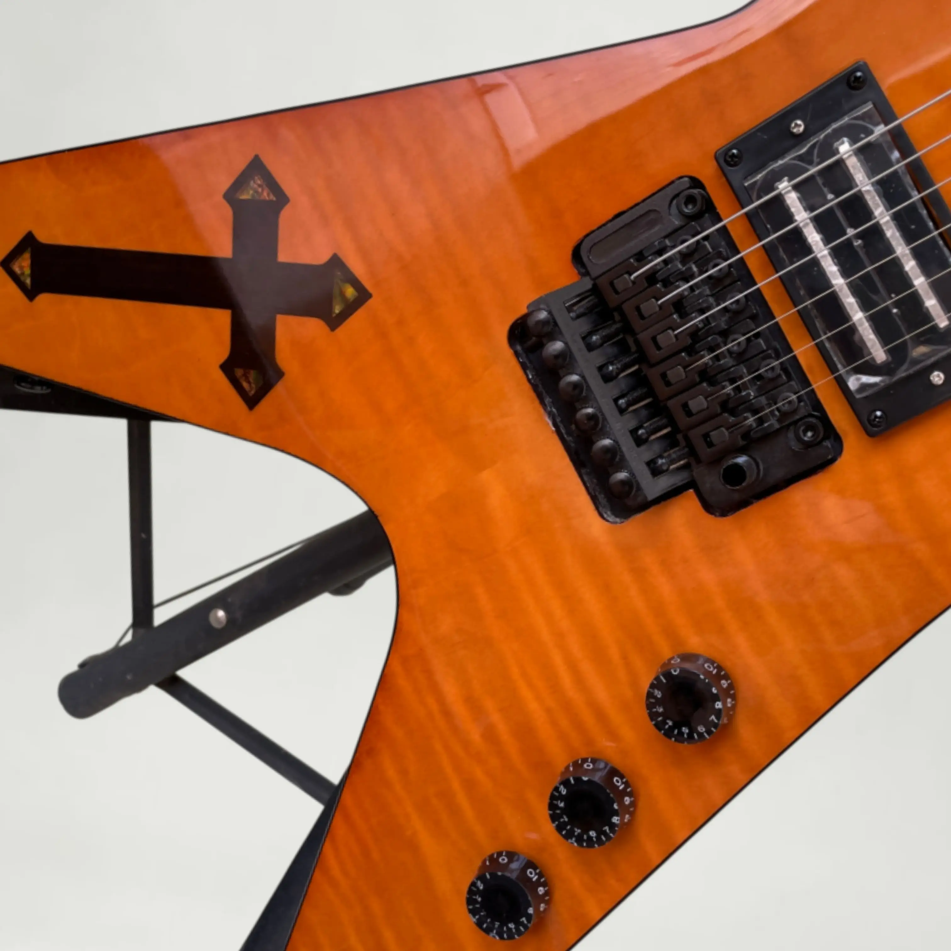 New Amber Orange Wood Grain High Gloss Electric Guitar, Abalone Inlays Guitars,Rosewood Fingerboard, Mahogany Body Guitarra