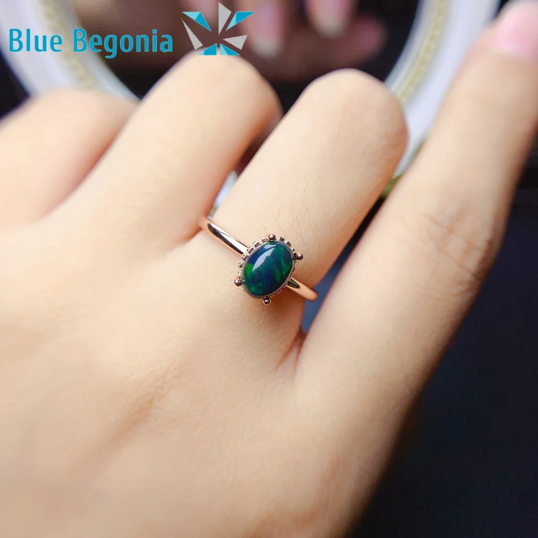 

Simple style Natrual Opal Ring 925 Sterling Silver Fine Jewelry 6*8MM Gemstone for Women Birthday Gift