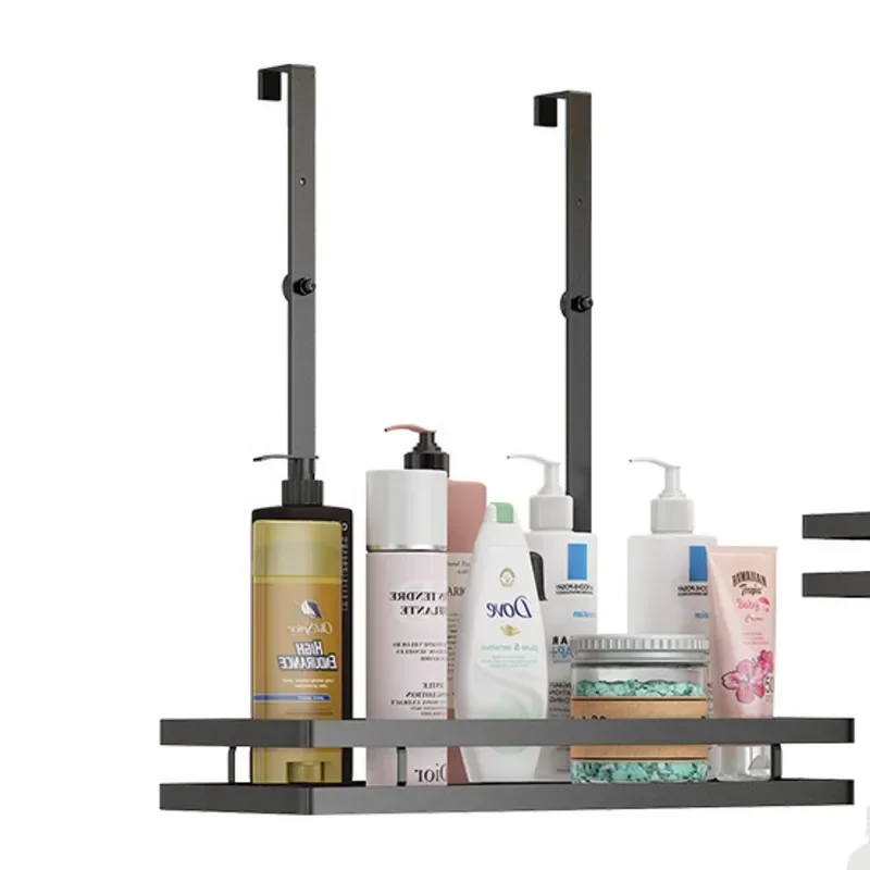 oo-Stainless Steel Bathroom Organizer No Drill Over Door Storage Hanger Space Saving Bedroom Coat Hanger Shower Storage Rack