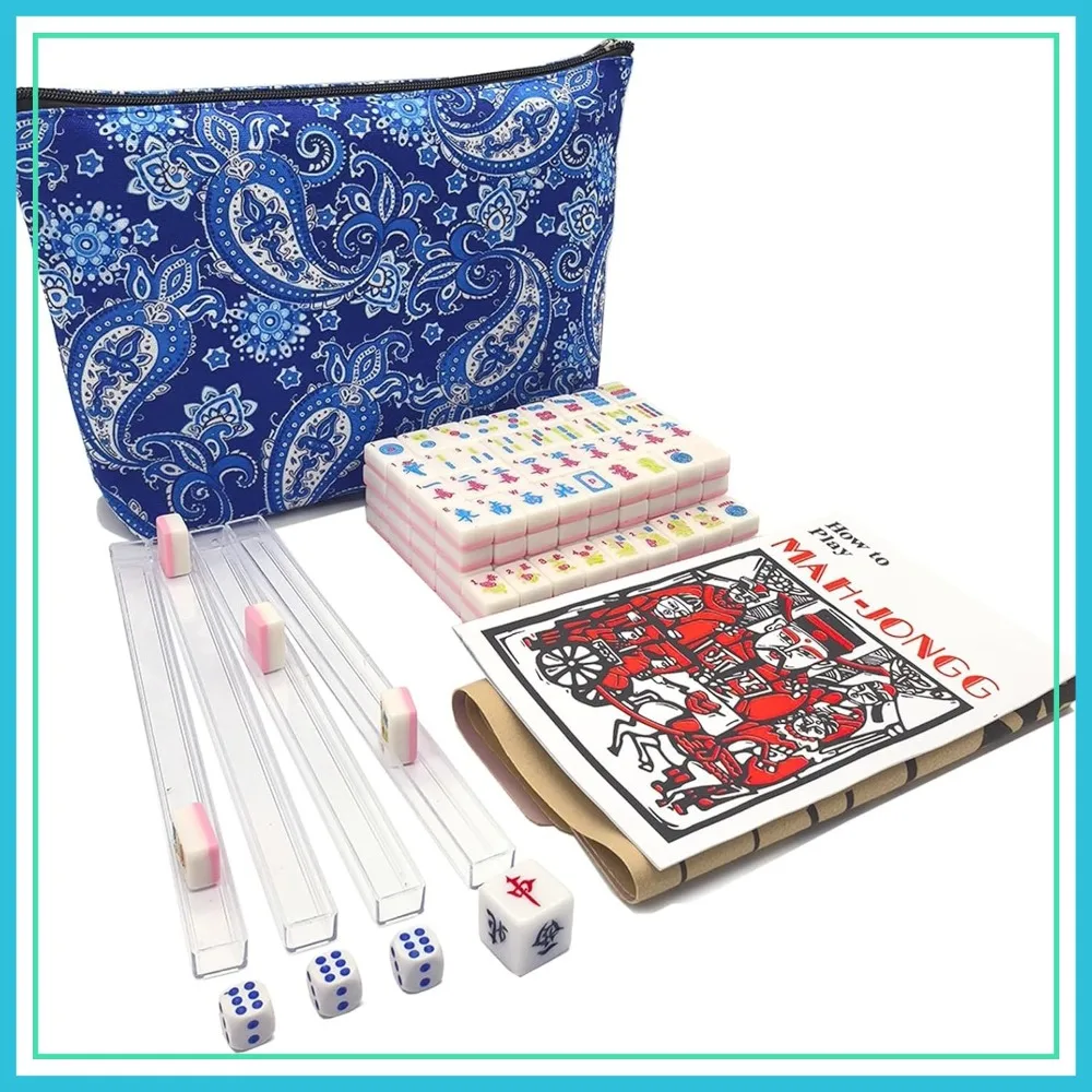 

American Mini Mahjong Set 166 Tiles 0.9-inch Thickened Game Set with Bag