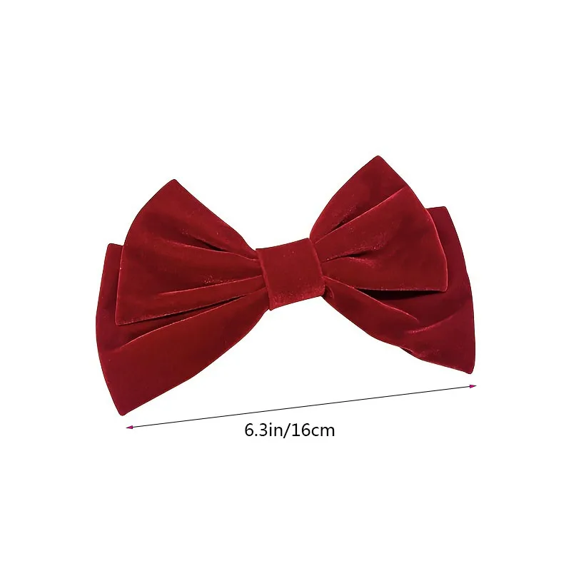 1 Pcs Fashion Velvet Rose Red Bow Barrettes Hair Clips For Women Girls Party Hair Accessories