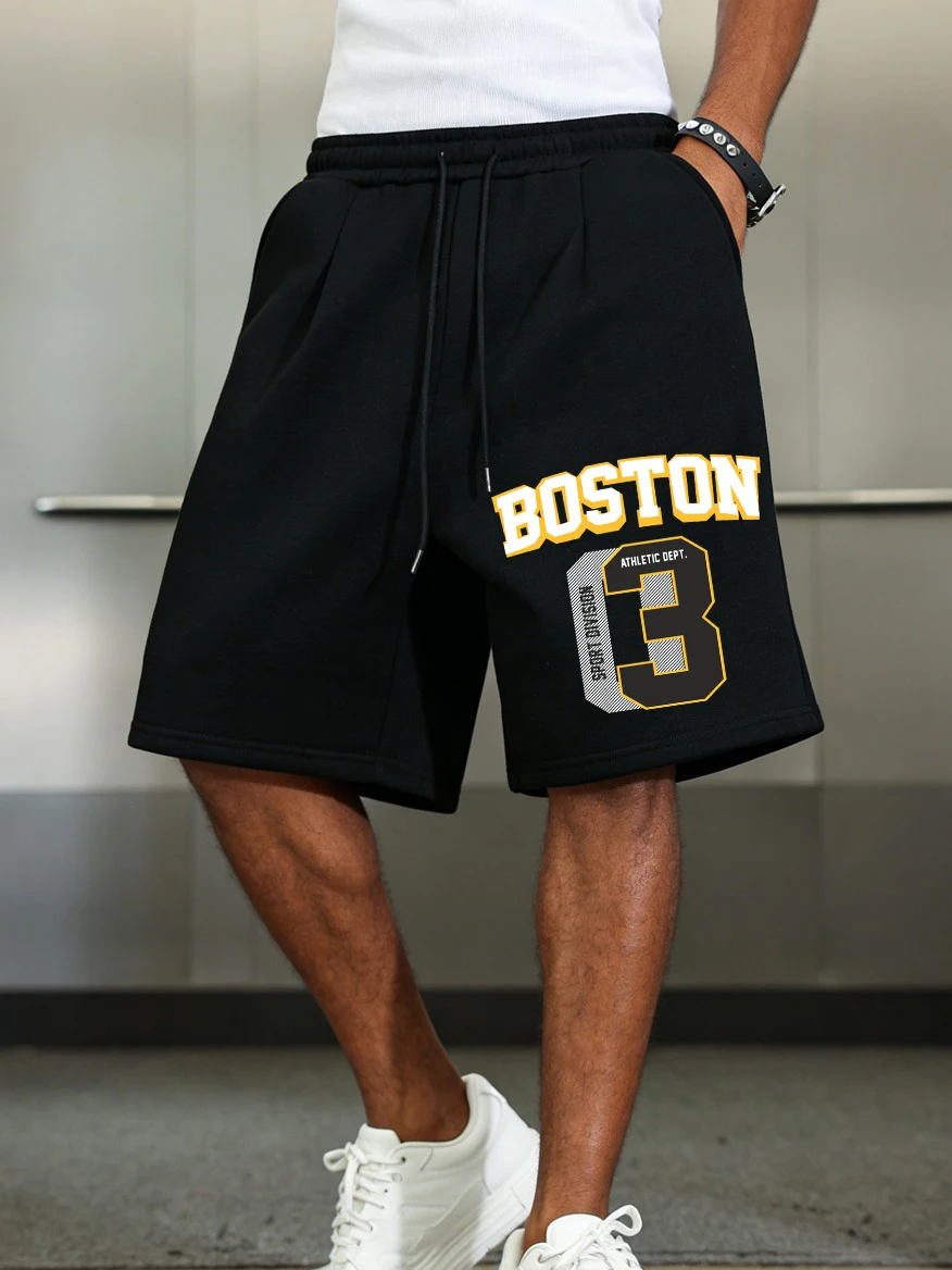 

Мужские шорты Boston 03 Creative Pants Basics с высокой талией, широкие, до колена, летние, оверсайз, повседневные, с карманами, мужская одежда