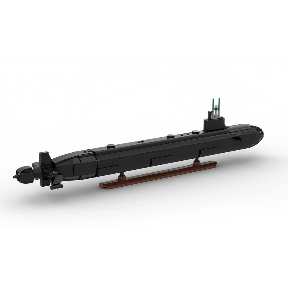 Moc virginia-classe submarino blocos de construção modelo naval série militar navios de guerra tijolos diy montado brinquedo para crianças presente