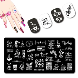 Moutee Coffee Nail Stamp Chinese Coffee Bean Nail Stamping Plates Cafe Nail Stamp #198