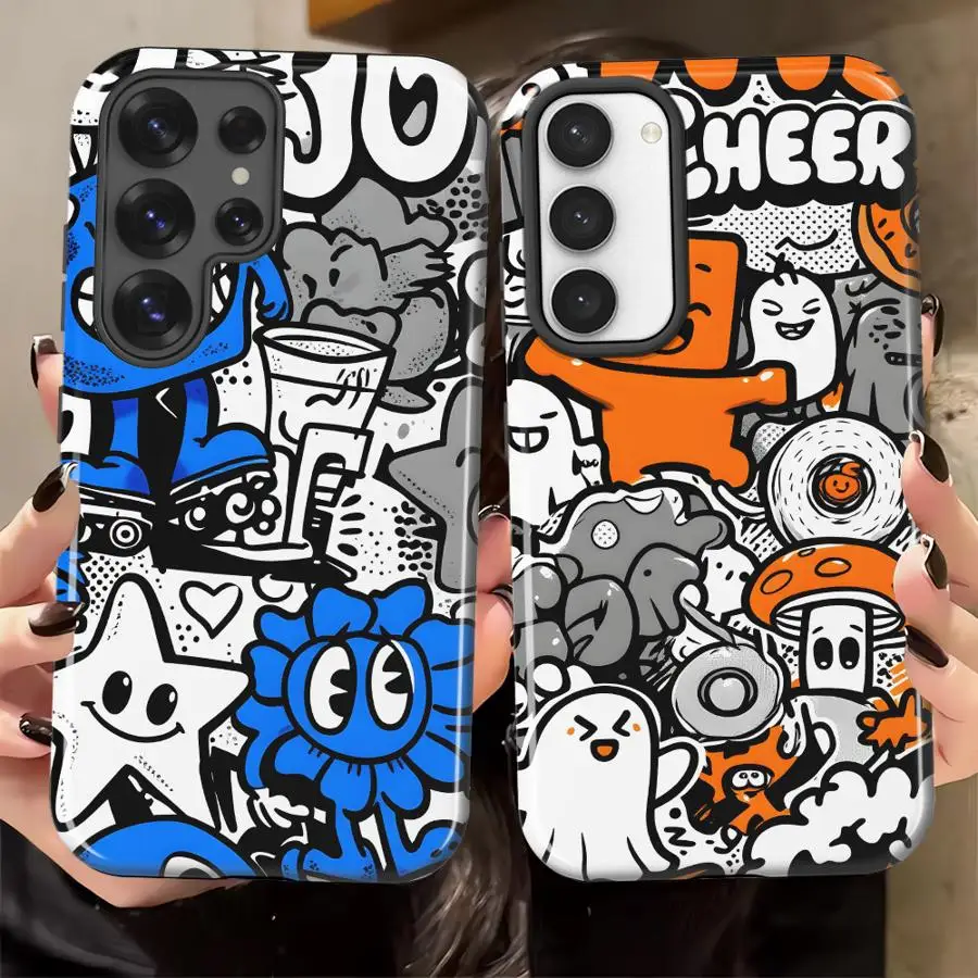 Cartoon Comic Graffiti Soft Cover Capa Phone Case for Samsung Galaxy S26 Ultra A26 A36 A16 S23 S25Ultra A56 S24 Ultra S20 FE