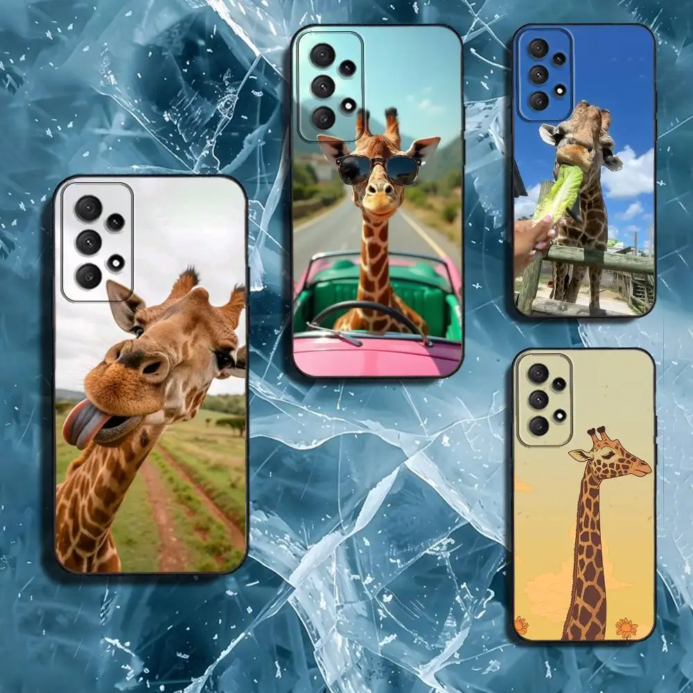 

Cute A-Animal G-Giraffe Phone Case For Samsung Galaxy A13,A21s,A22,A31,A32,A52,A53,A71,A80,Soft Black Shell