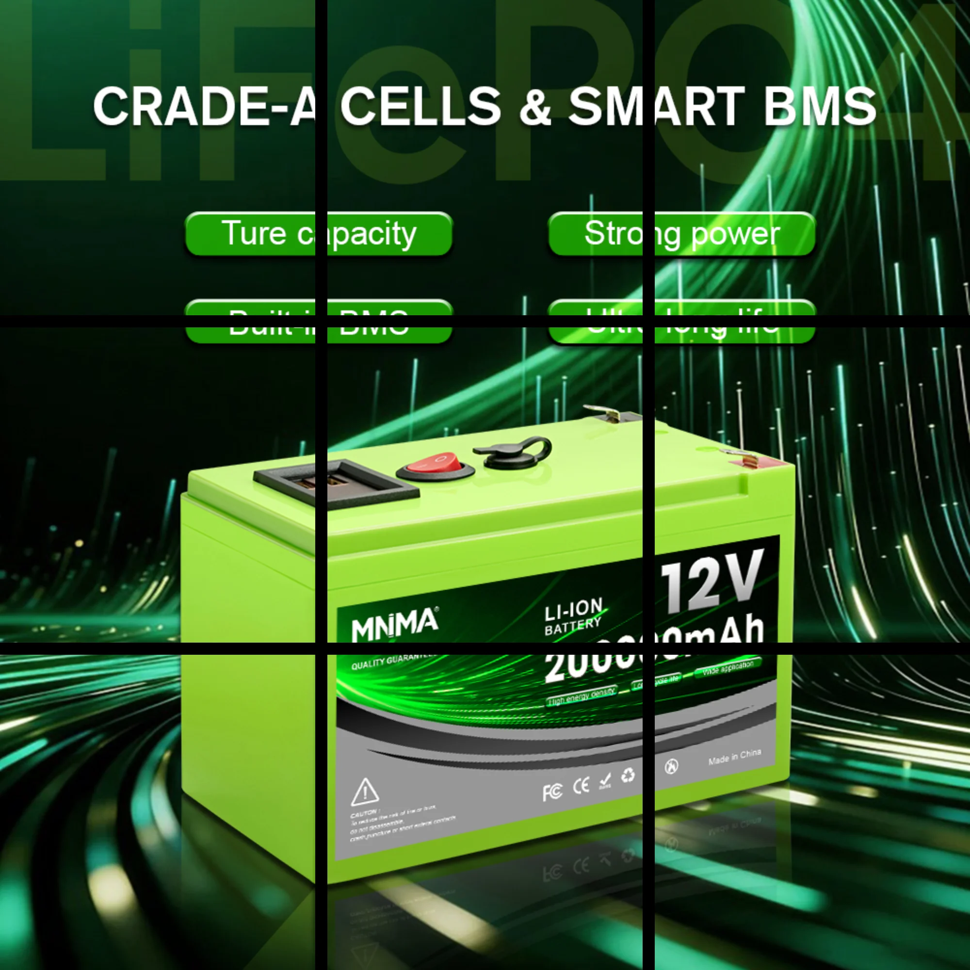 New Upgrade 12V 150AH Lithium Battery Built-in BMS for OffGrid Solar RV Marine Home Power Supply