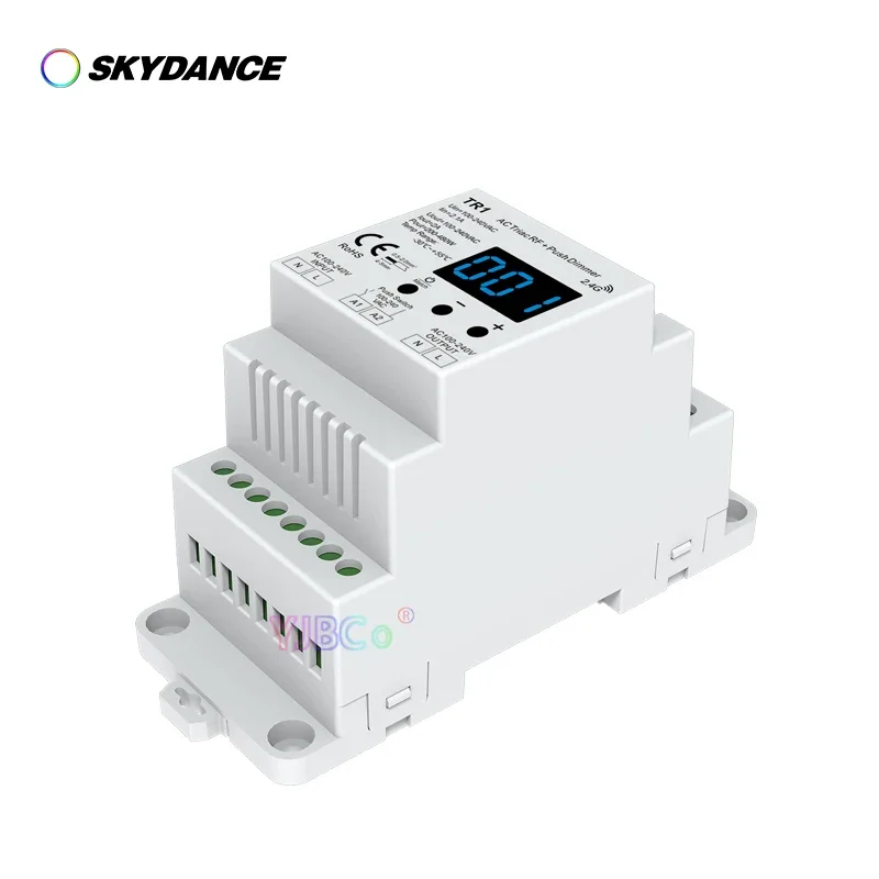 

Single color Led lamps RF Push Triac Dimmer TR1 110V 220V AC High Voltage Input Trailing Edge monochrome Din Rail Triac Dimmer