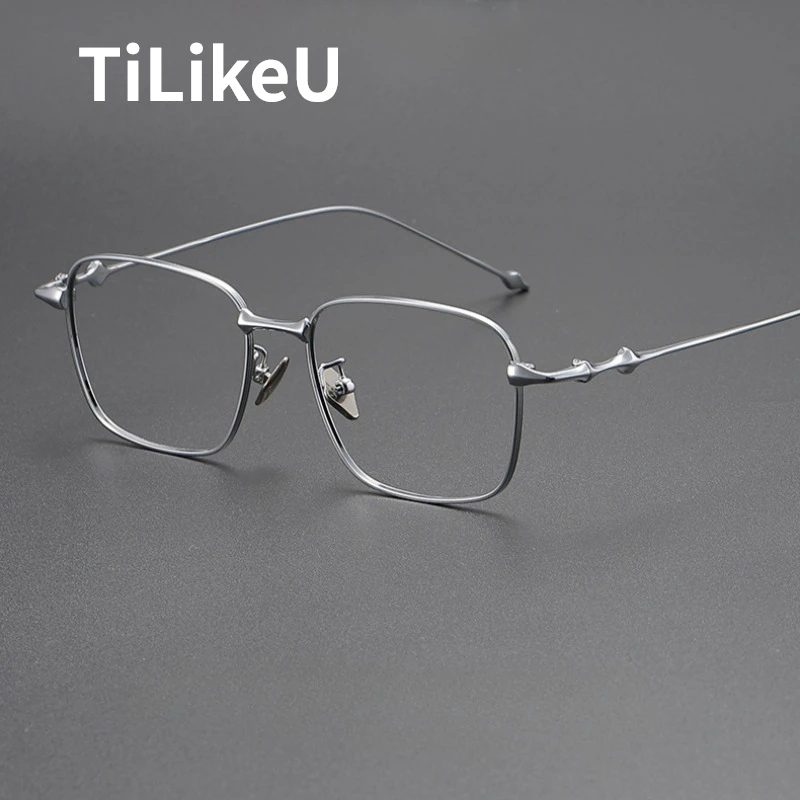 New Korea Luxury Titanium Alloy Eyeglasses Men Frame AD Retro Ultra Light Anti-blue Ray Trend Square Glasses Myopia Femae Women