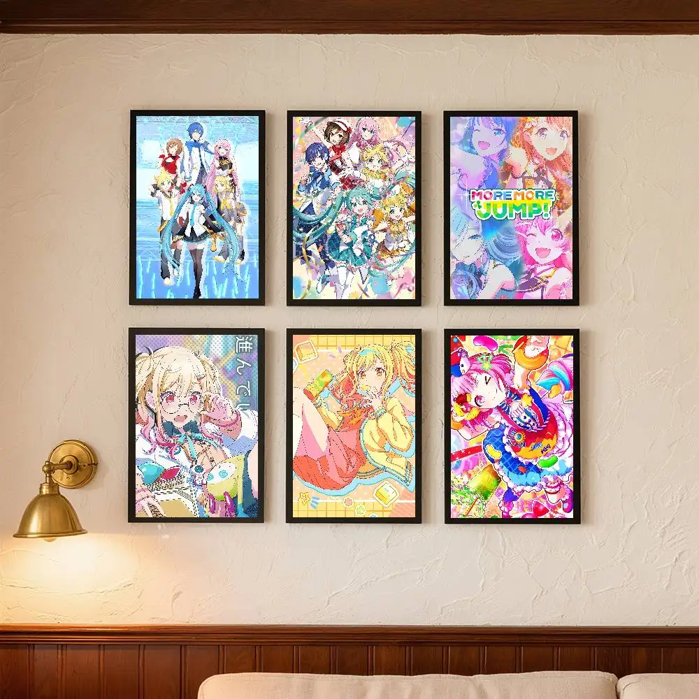 Anime P-project S-sekai Poster Self-adhesive Art Waterproof Paper Sticker Coffee House Bar Room Wall Decor