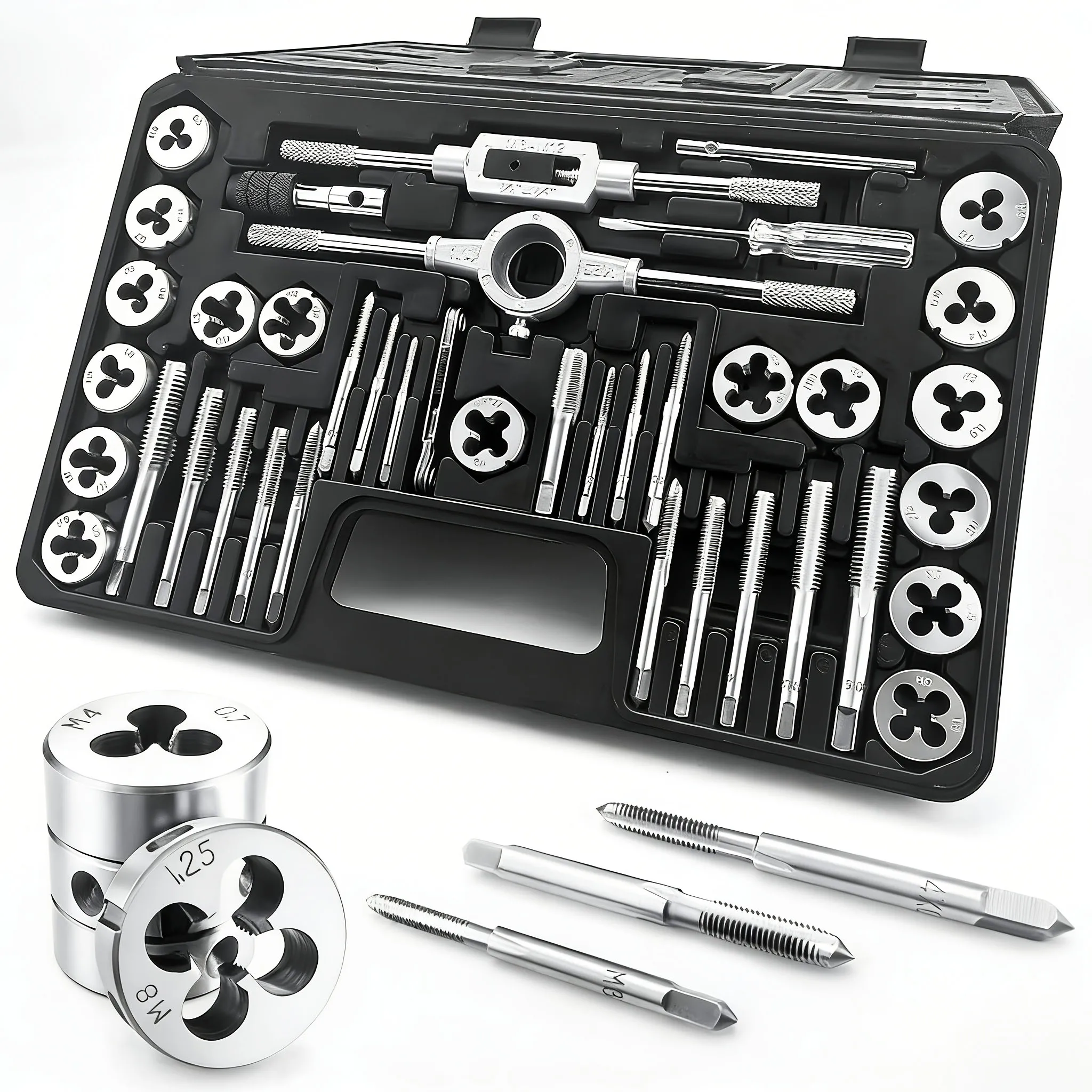 40Pcs Metric Tap and Die Set, Bearing Steel, Internal & External Thread Cutting Tool Kit with Full Accessories & Storage Case, DIY Hand Tool, Practical Gift for Men, Local Warehouse