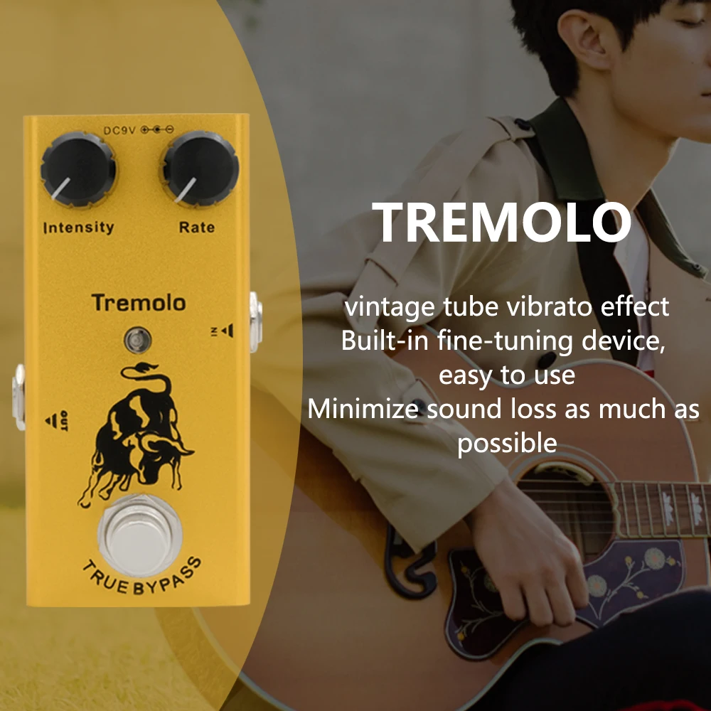 IRIN EF-09 Tremolo Pedal Electric Guitar Effect Pedal Classic Vibrato Effect True Bypass Adjustable Knob Guitar Accessories