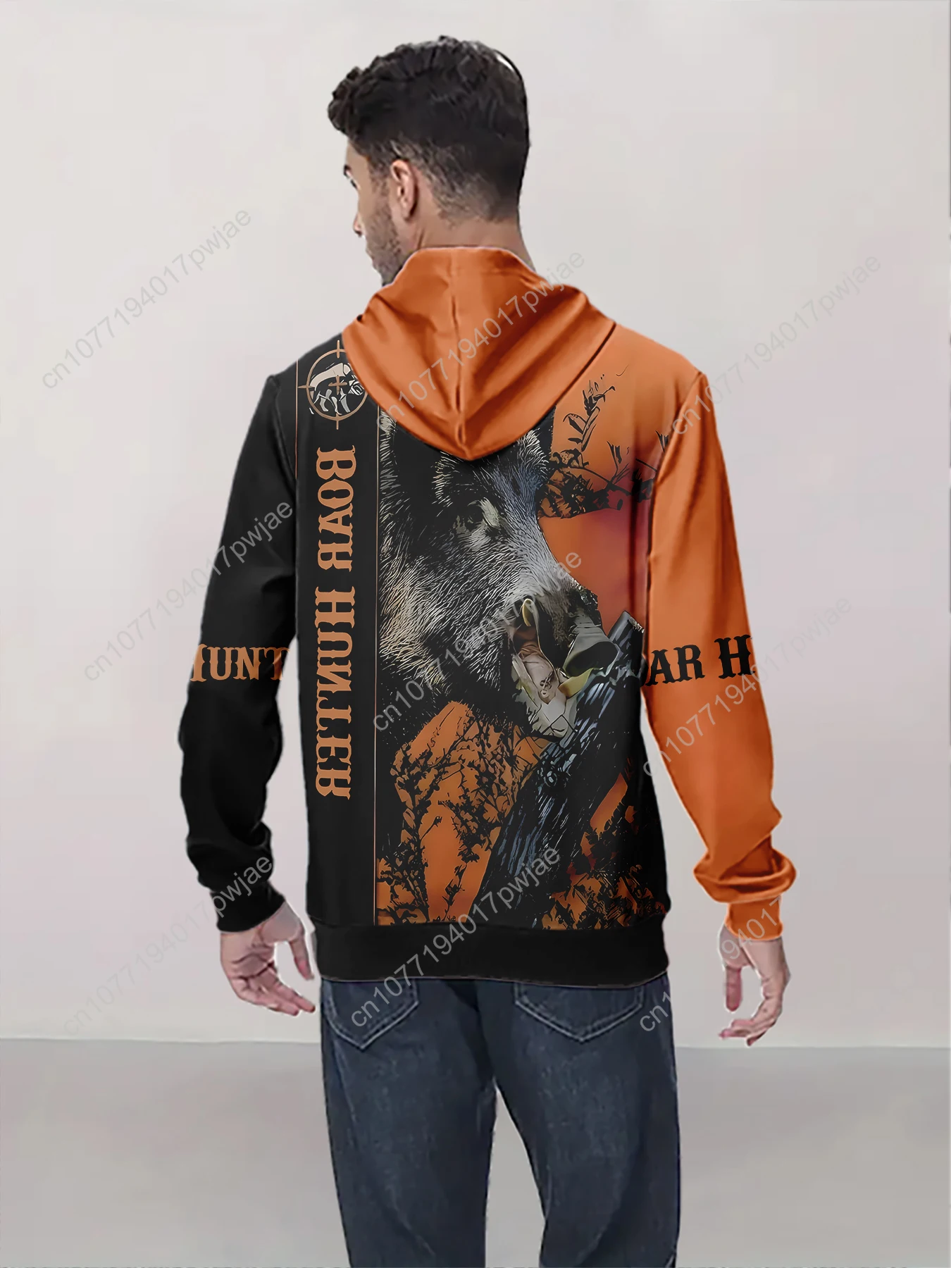 Мужская толстовка с капюшоном с 3D принтом медведя — пуловер с капюшоном на тему охоты на диких и оленей, теплый повседневный зимний свитер с охотничьем на открытом воздухе