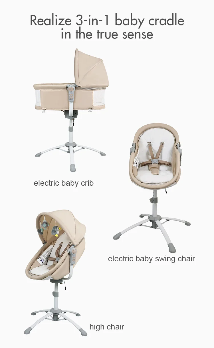 New three-in-one electric crib baby can sit and reclining rocking chair European-style dining chair lift cradle baby bed