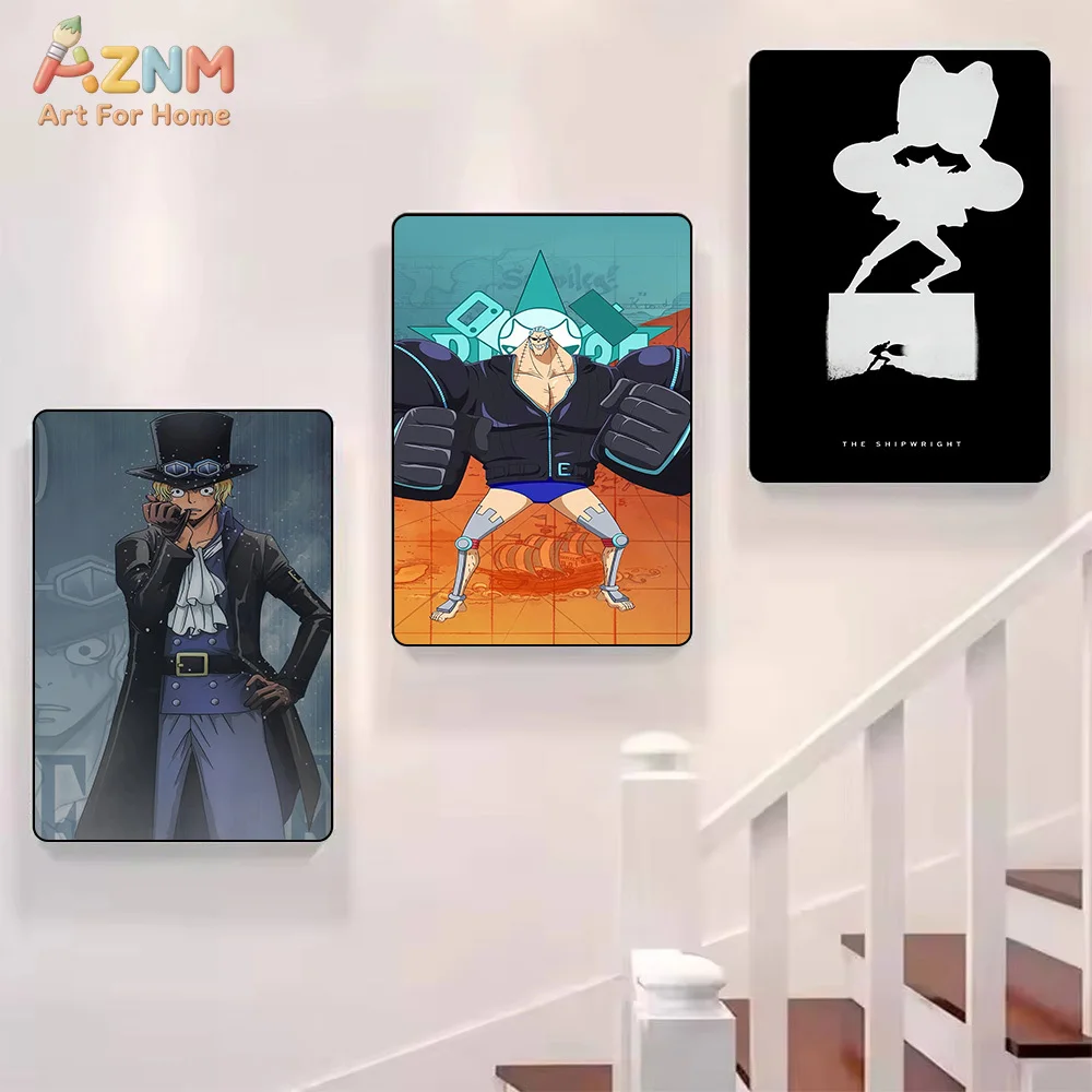 AZNM One Piece Anime Canvas Wall Art Sabo Franky Doflamingo Crocodile HD Print Frameless Painting Japanese Manga Modern Home Bed view 5