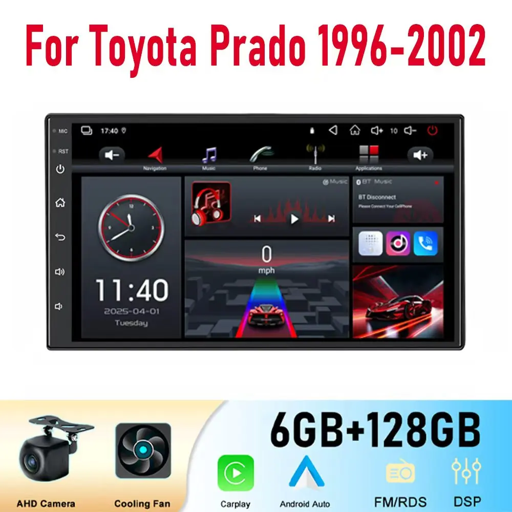 7 "لتويوتا برادو 1996-2002 956 + 128GB نظام تحديد المواقع سلسلة راديو ستيريو بالسيارة اللاسلكية Carplay أندرويد السيارات FM BT WIFI رئيس وحدة