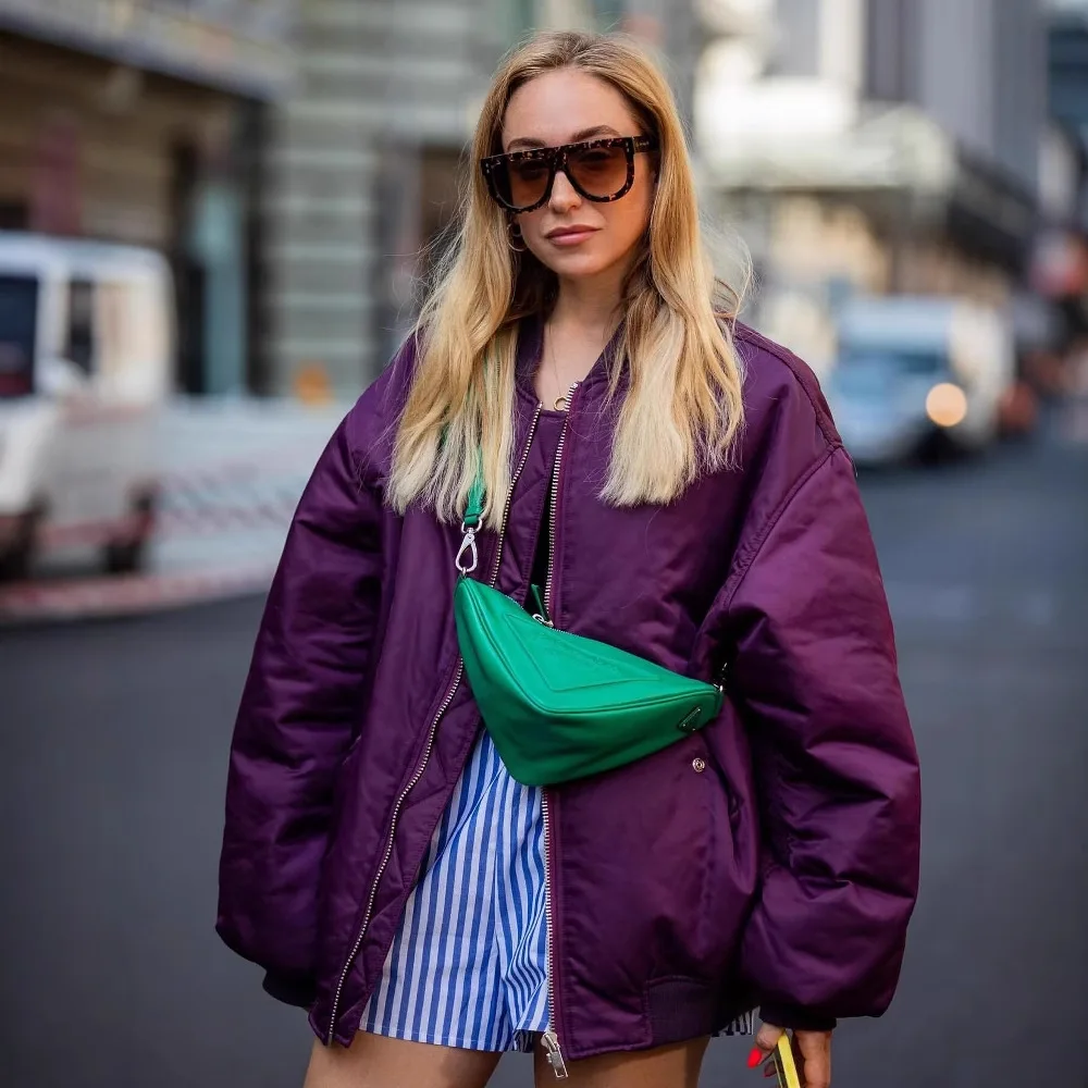 Women's Zipper Bomber Jacket Cotton Coat Oversized Bomber Jacket In Multiple Colors Casual Zip Up Outerwear With Pockets LLXK