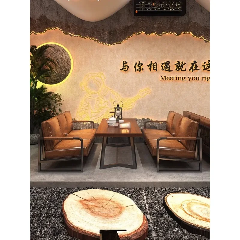 شريط الرياح طاولات وكراسي من الخشب الصلب مقعد بطاقة على الطراز الصناعي #5