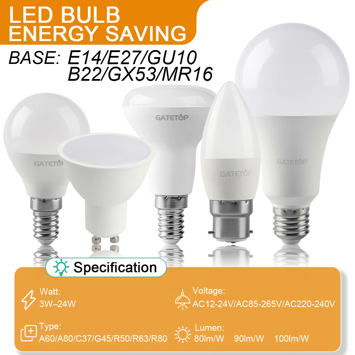 

2PCS Light Bulb LED E27 E14 B22 AC220-240V 5W 9W 15W 24W LED Bulb Energy Saving LED Bulbs GU10 Lighting Bombilla