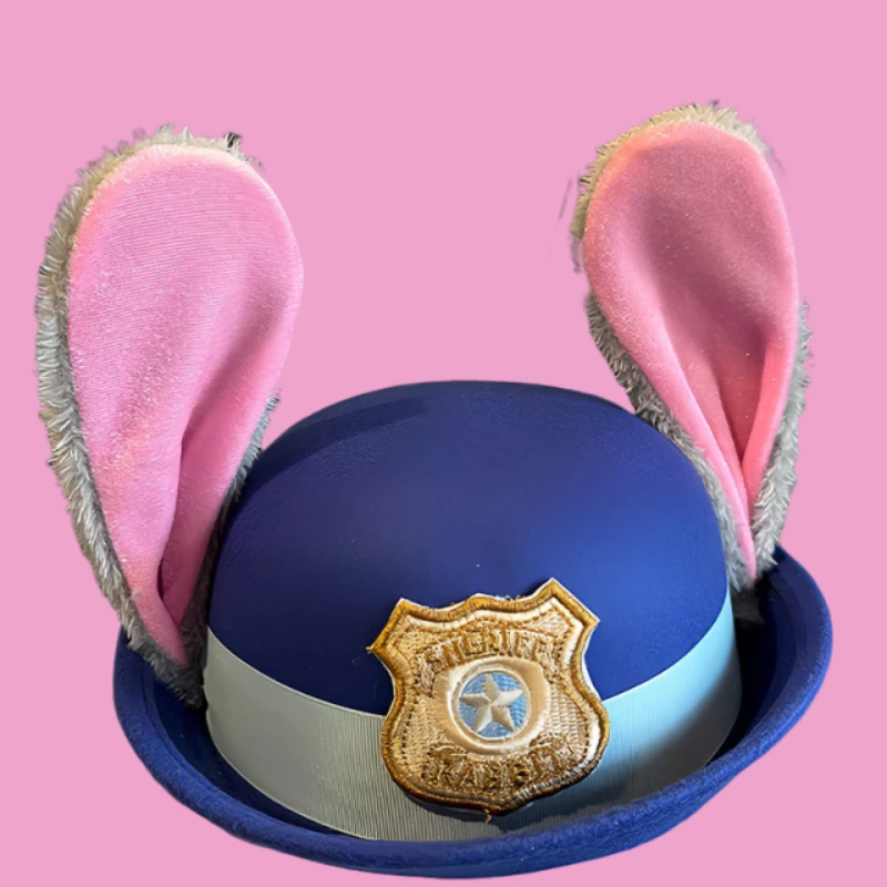 

Zootopia 1&2 Officer Judy Hat Hair Clip Rabbit Bowler Judy Hat Kids and Adults Headbands Headgear Accessories
