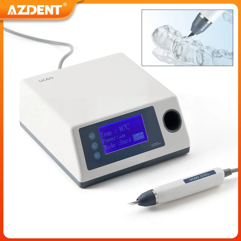

AZDENT Dental Ultrasonic Carving Knife Machine Orthodontic Retainer Cutting Instrument for PVC Plastic Leather Resin 5 Blades