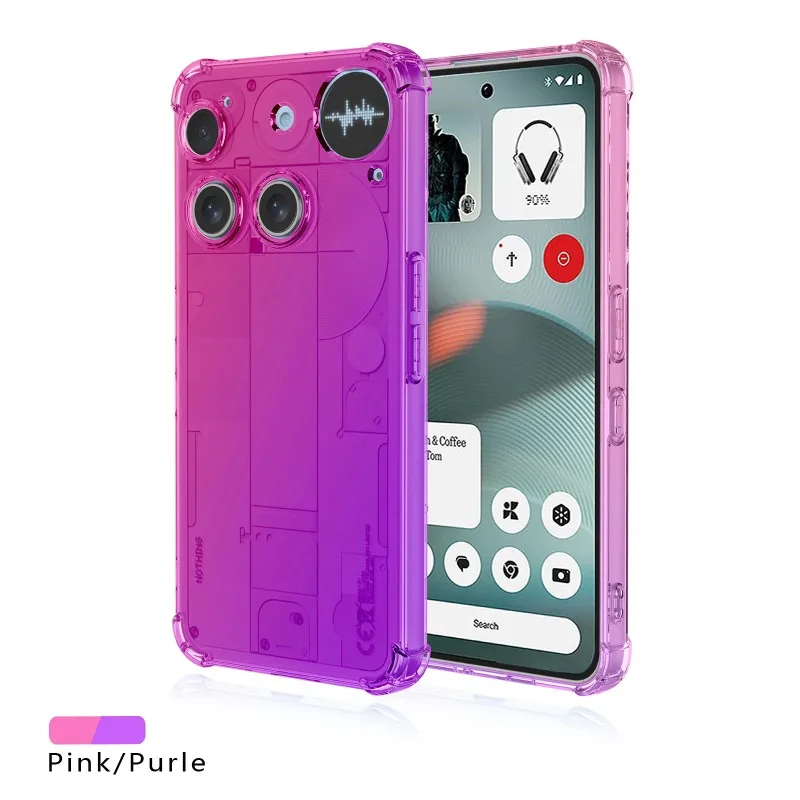 

Красочный полупрозрачный противоударный мягкий чехол с градиентом для телефона Nothing Phone 3 Phone3 Airbags Задняя крышка для Nothing Phone 3A Pro