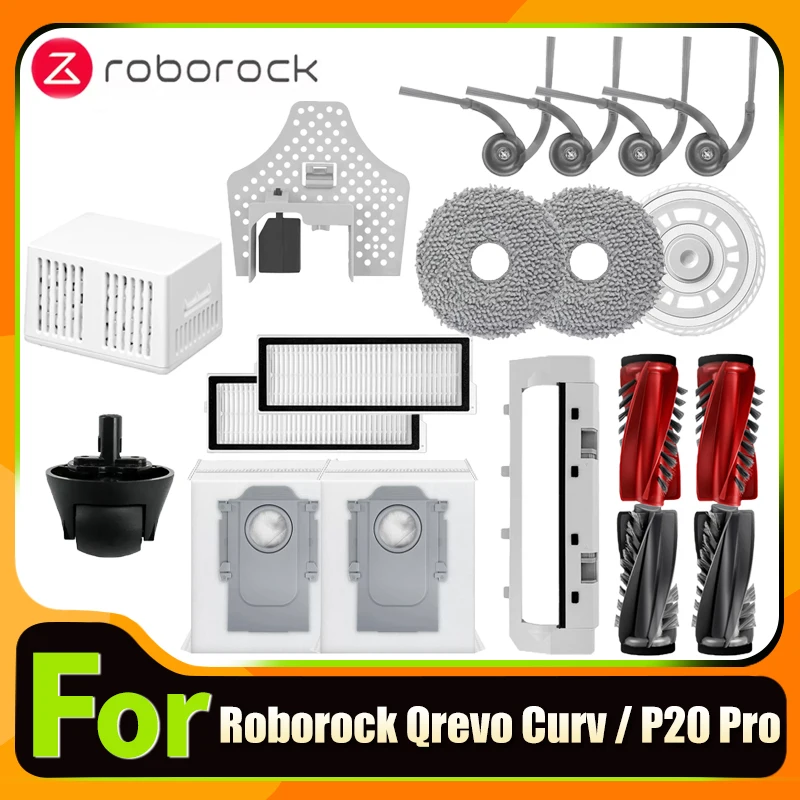 

For Roborock Qrevo Curv / P20 Pro Vacuum Cleaner Accessories Dust Bag Side Brush Mop Cloths Hepa Filter Replacement Spare Parts