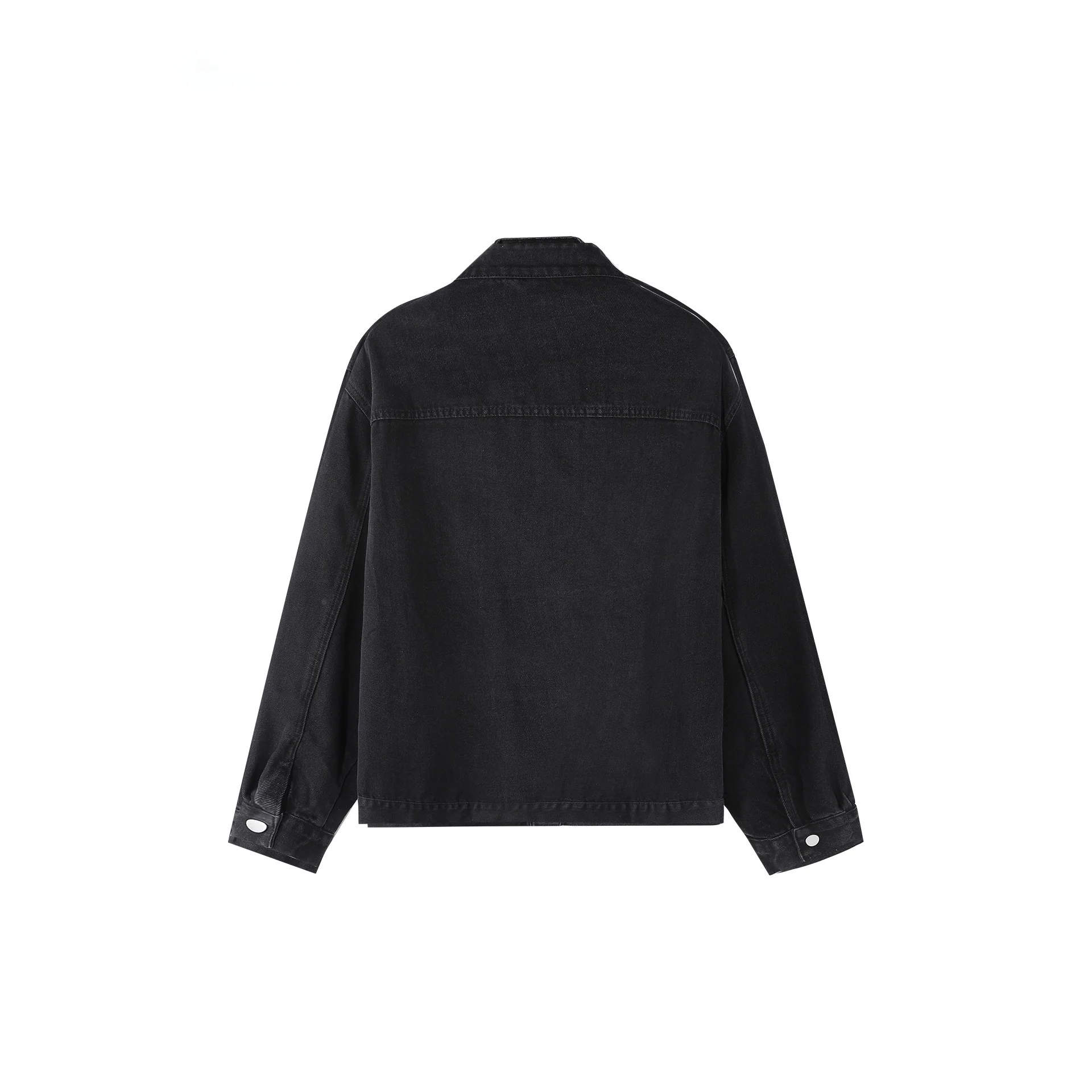 

American Sle Retro Stand Collar Jaet Men's Autumn New Trend Design Blue Denim Outerwear Loose Fit Long Sve Regular Length