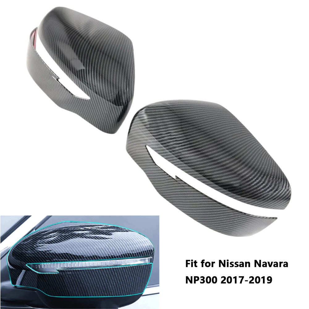 1 Pair For Nissan Navara NP300 2017-2019 Rearview Mirror Covers ABS Carbon Fiber Black, Chrome Side Car Mirror Protective Cover