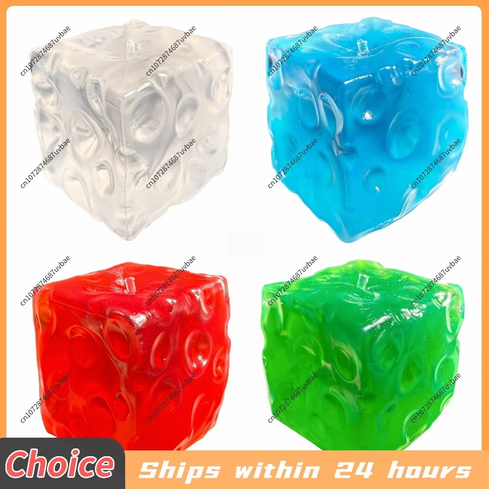 7.5cm Clear Cheese Cube Stress Balls Slow Rebound Cute Food Shape Fidgets Toy Sensory Tool for Classroom Prizes