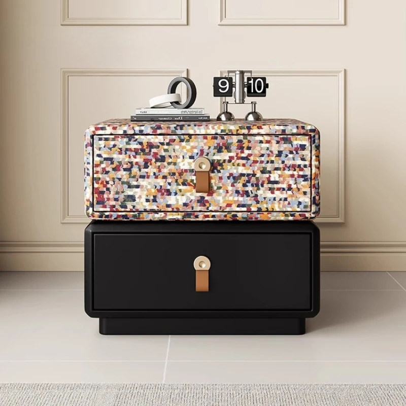 *Cabinet bedroom comfortable home furniture modern drawers Storage locker bedside table Rotating Mid-century black Bed side tabl