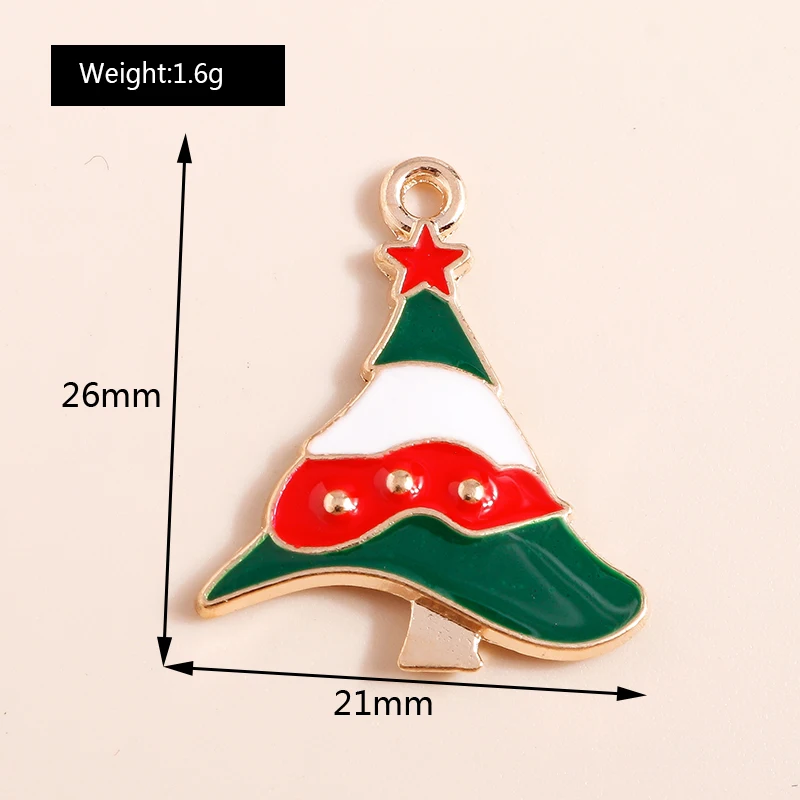 20 Stück gemischte niedliche Emaille-Weihnachtsbaum-Anhänger für die Schmuckherstellung, Tropfenohrringe, Halsketten, Armbänder, DIY-Bastelzubehör – Detail 24
